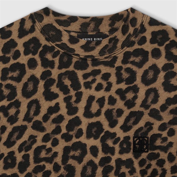 Anine Bing Avi T-shirt, Black And Brown Leopard